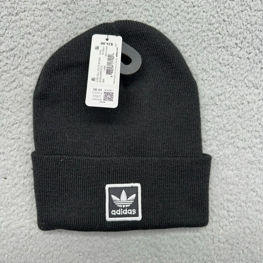 NWT Adidas Originals IQ5549 Tall Fit Black/White Utility Beanie OSFA 146356X